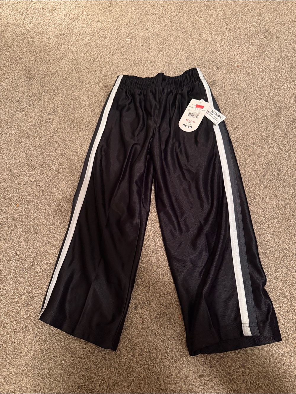 5/$25 Athletic Works Black Track Pants with White Stripes
